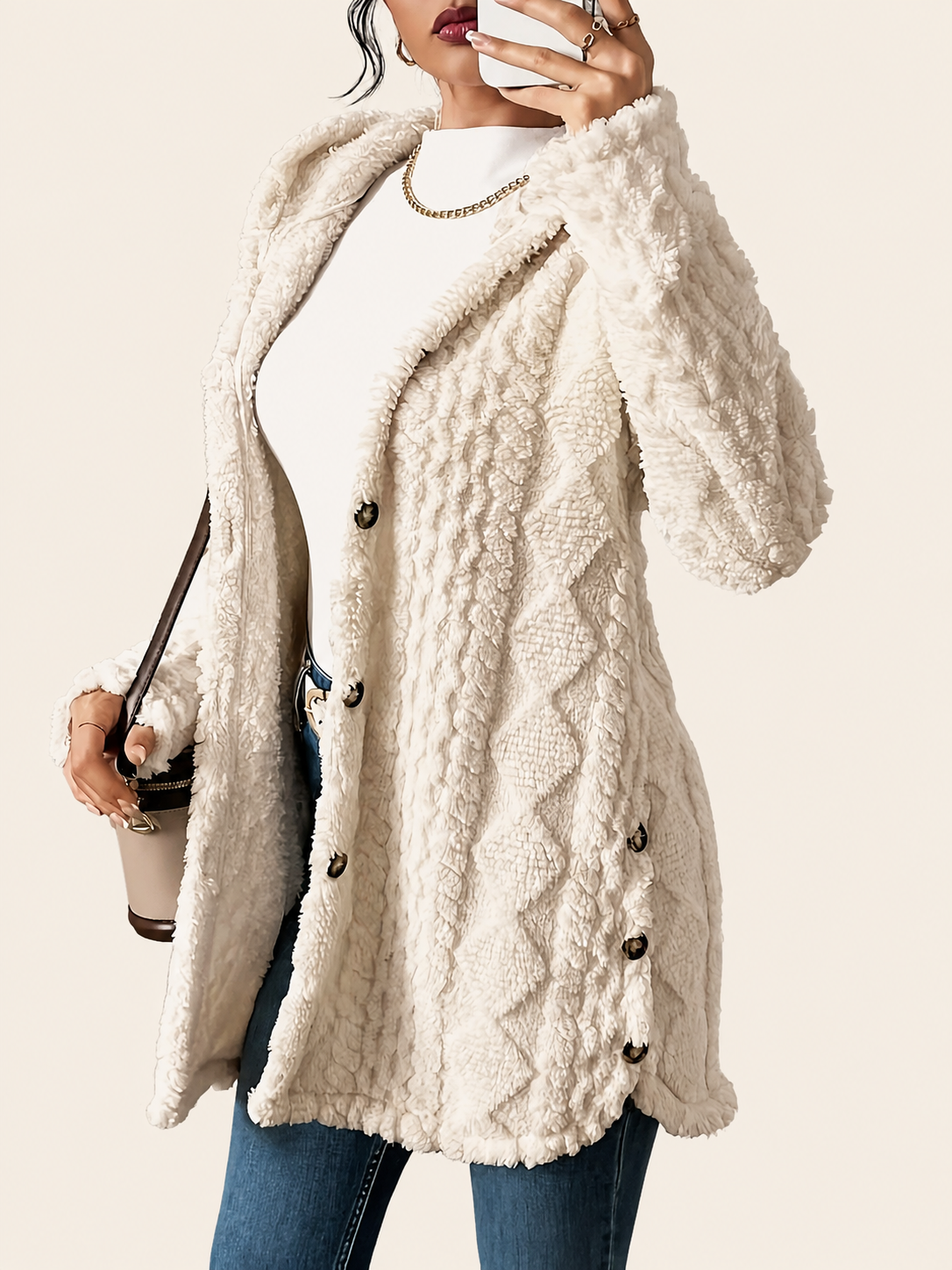 Chloe | Plush Kapuzenjacke Cardigan – uniforme Produktaufnahme