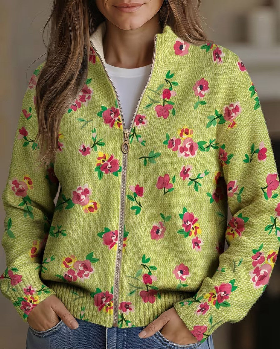 Constance | Zip-Cardigan mit Blumenmuster – Bild 1