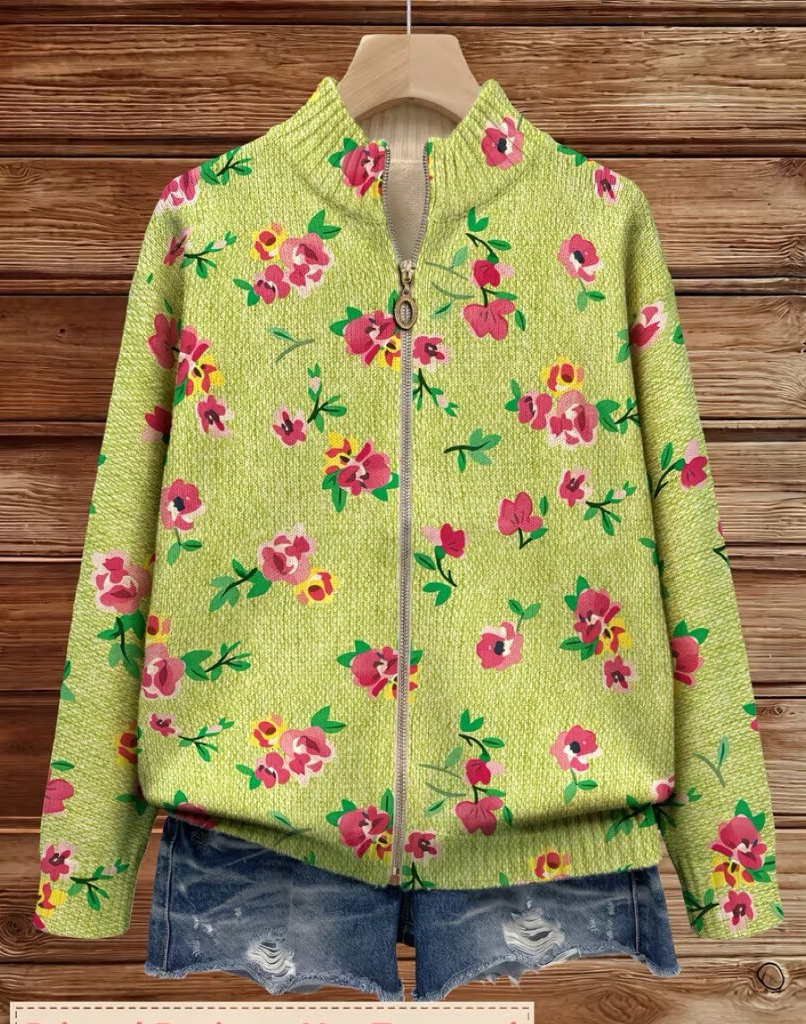 Constance | Zip-Cardigan mit Blumenmuster – Bild 2