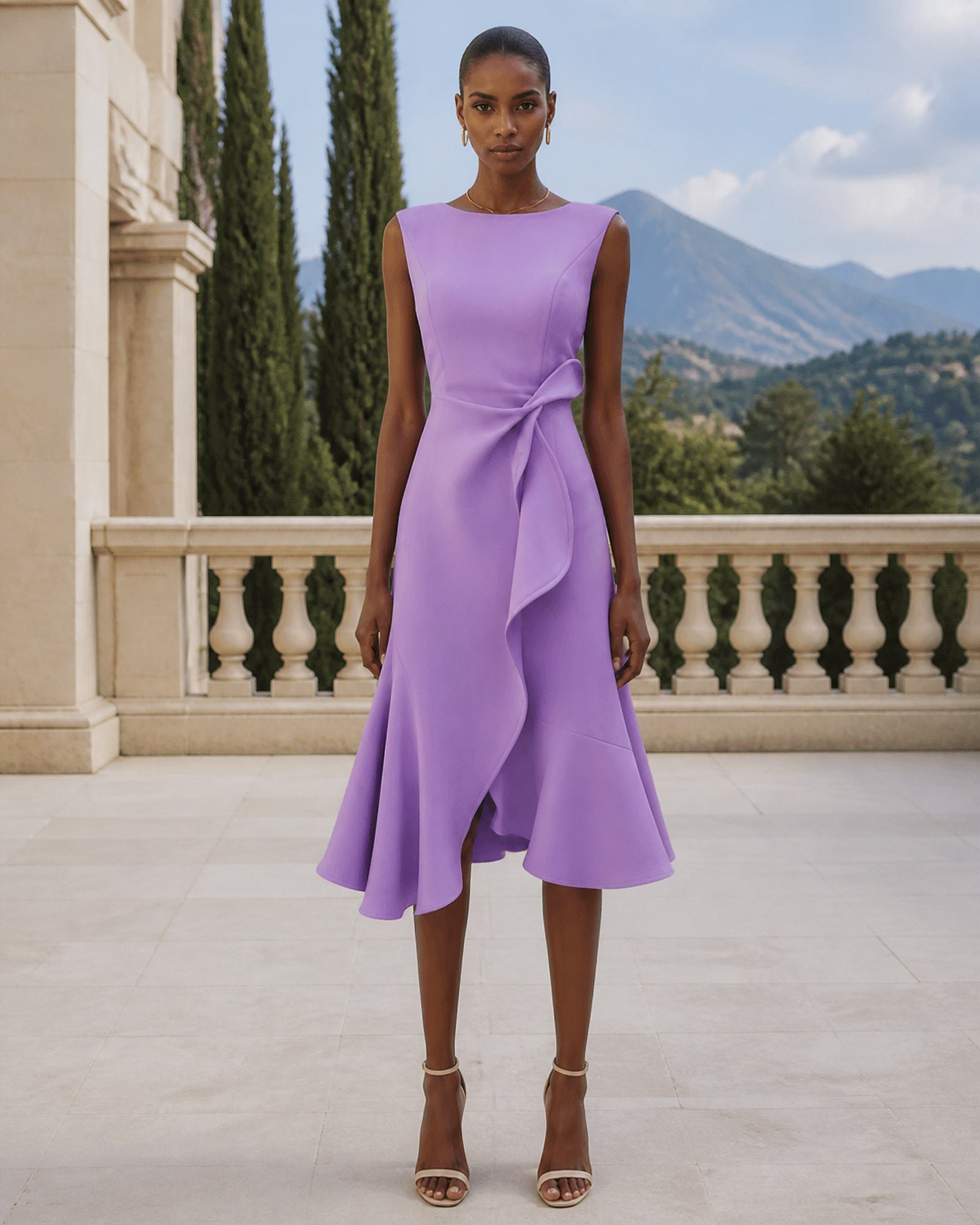 Corina – Asymmetrisches drapiertes Midikleid – Bild 12
