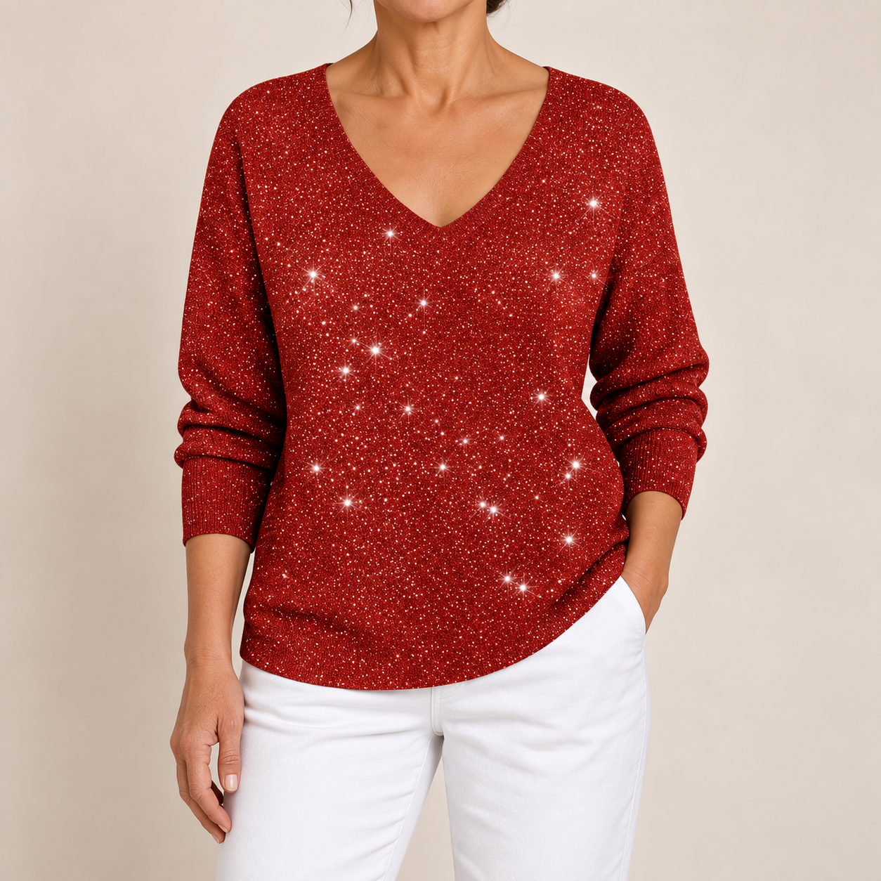 Cristina – Festlicher Pullover – Rot – Produktansicht
