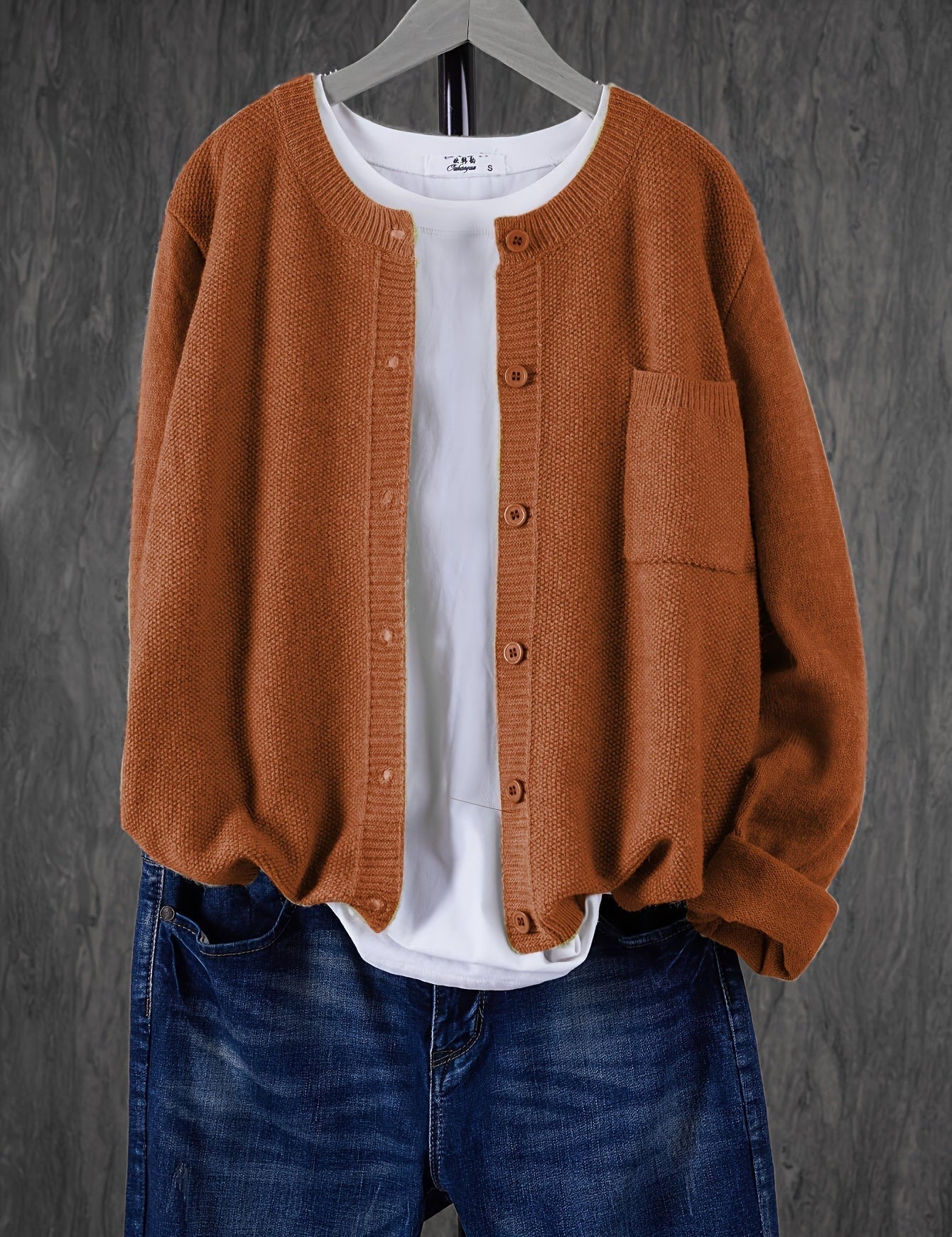 Eugenia | Damen crew-neck Cardigan mit Knöpfe und Tasche – Bild 15