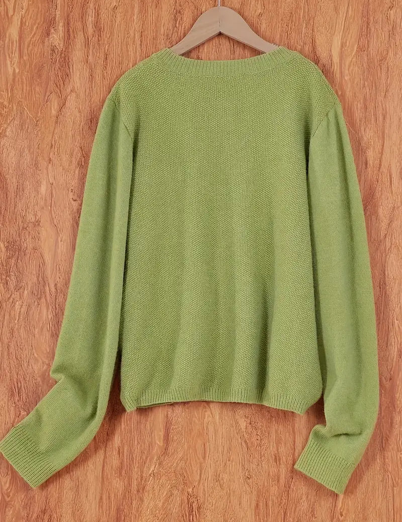 Eugenia | Damen crew-neck Cardigan mit Knöpfe und Tasche – Bild 1
