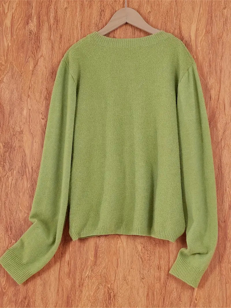 Eugenia | Damen crew-neck Cardigan mit Knöpfe und Tasche – Bild 1