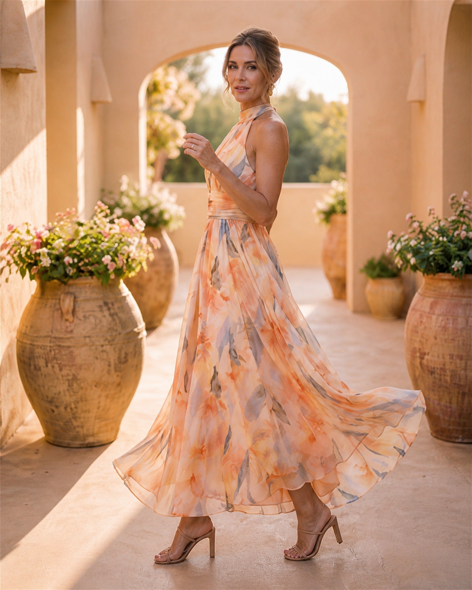 Maria-Teodora rochie maxi florală - vedere laterală exterior