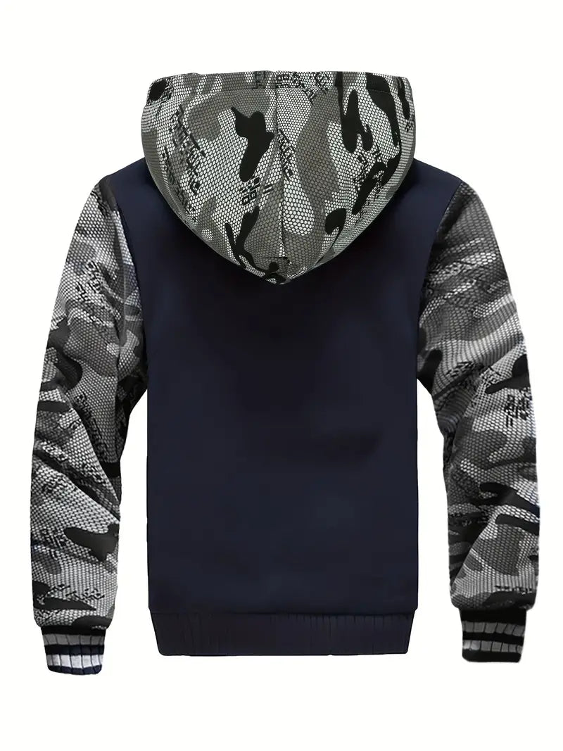 Noah - Warm Men's Fleece Jacket with Hood Schwarz