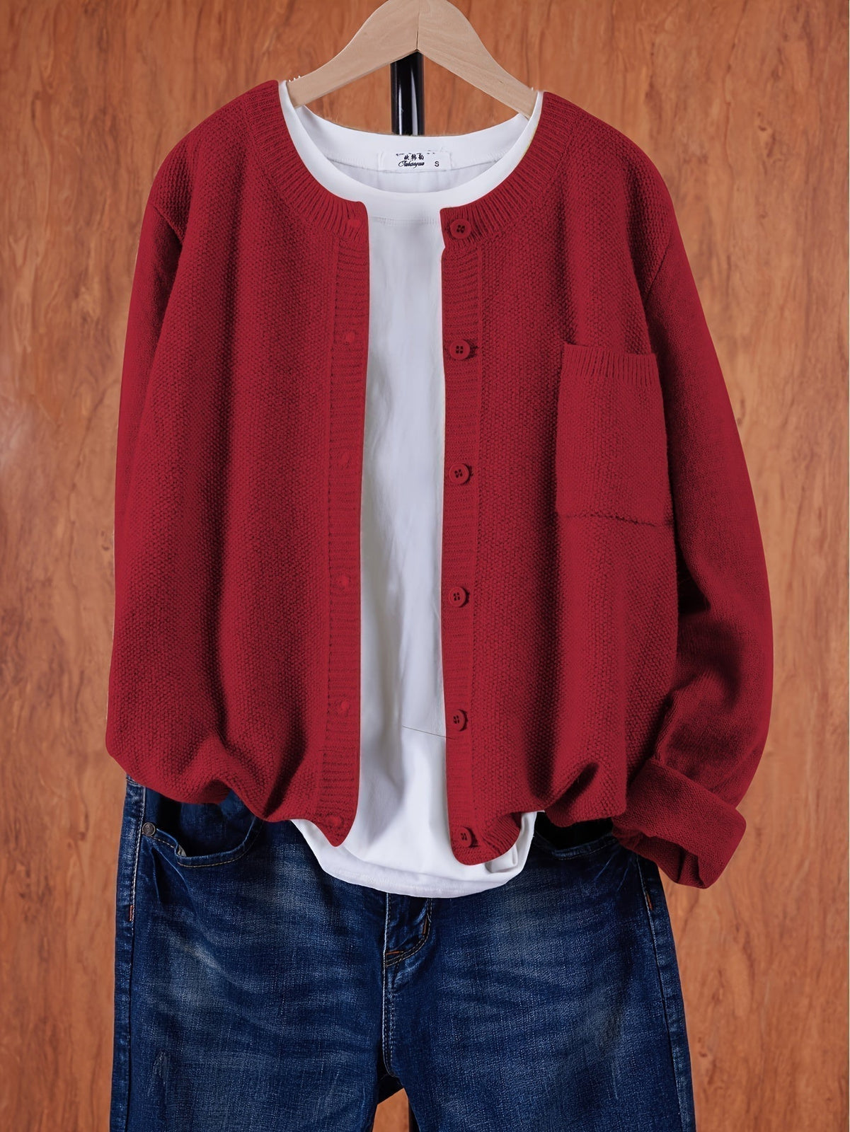 Eugenia | Damen crew-neck Cardigan mit Knöpfe und Tasche – Bild 11