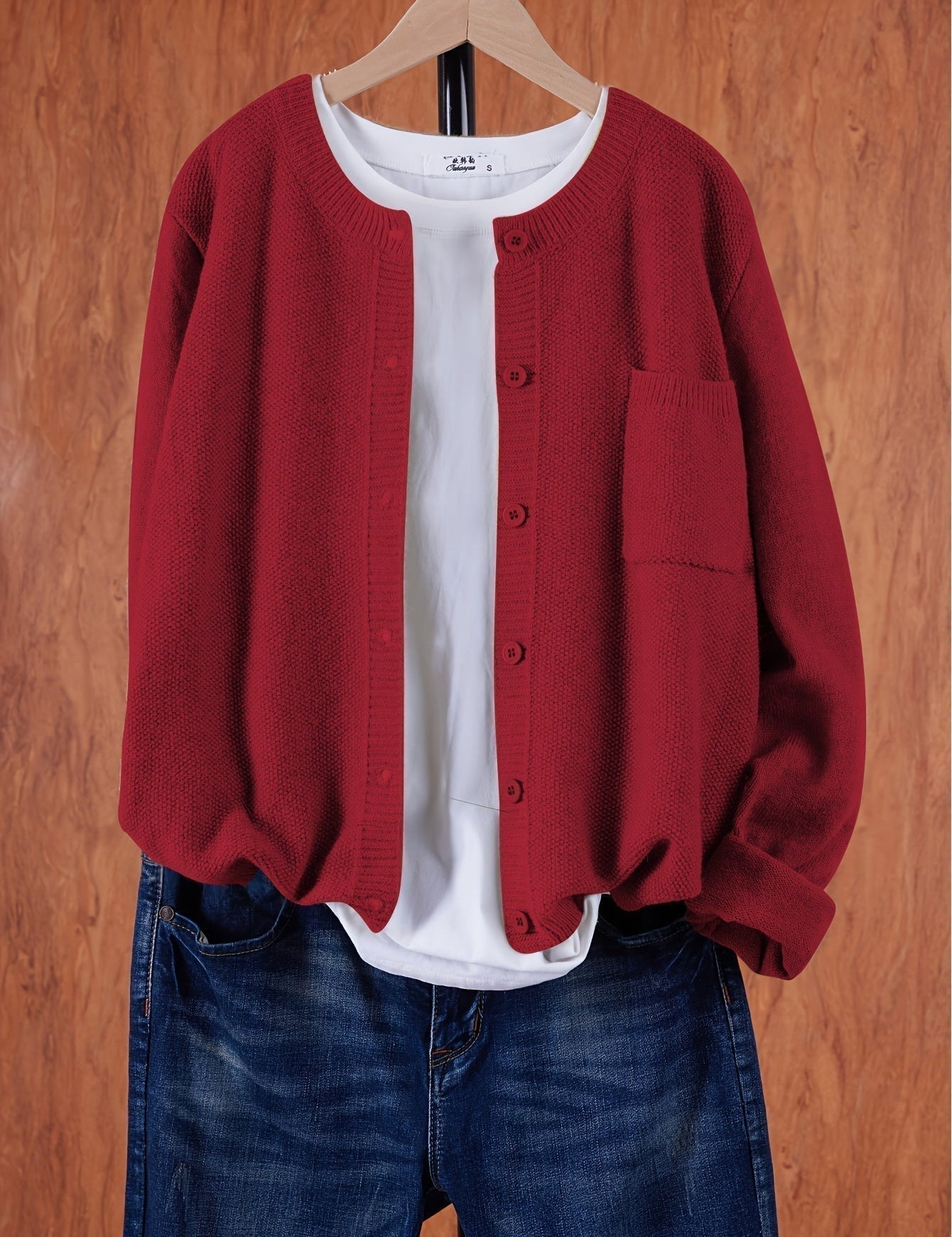 Eugenia | Damen crew-neck Cardigan mit Knöpfe und Tasche – Bild 11