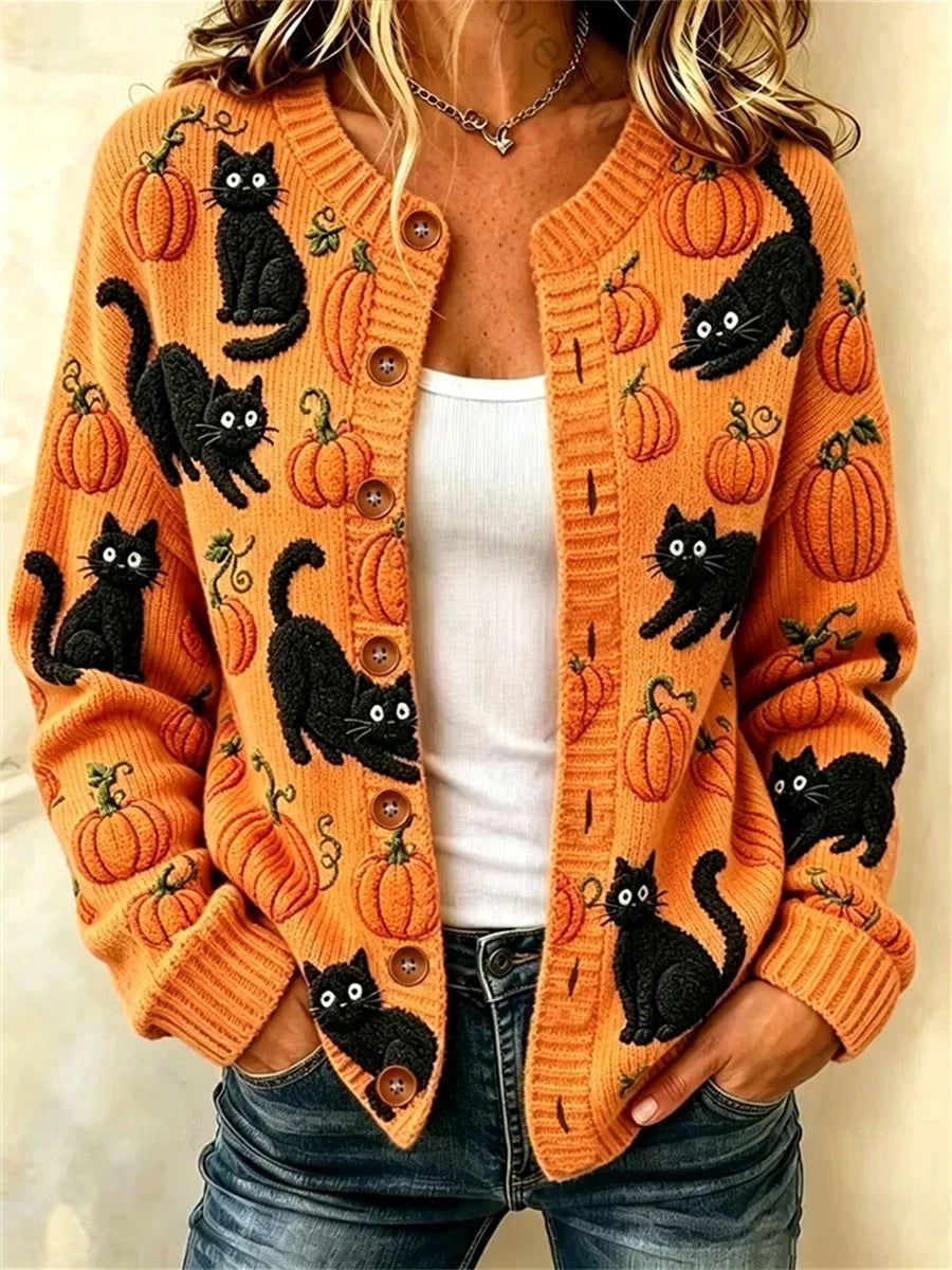 Sarah | Strickjacke mit Katzenmotiv – Produktansicht 1