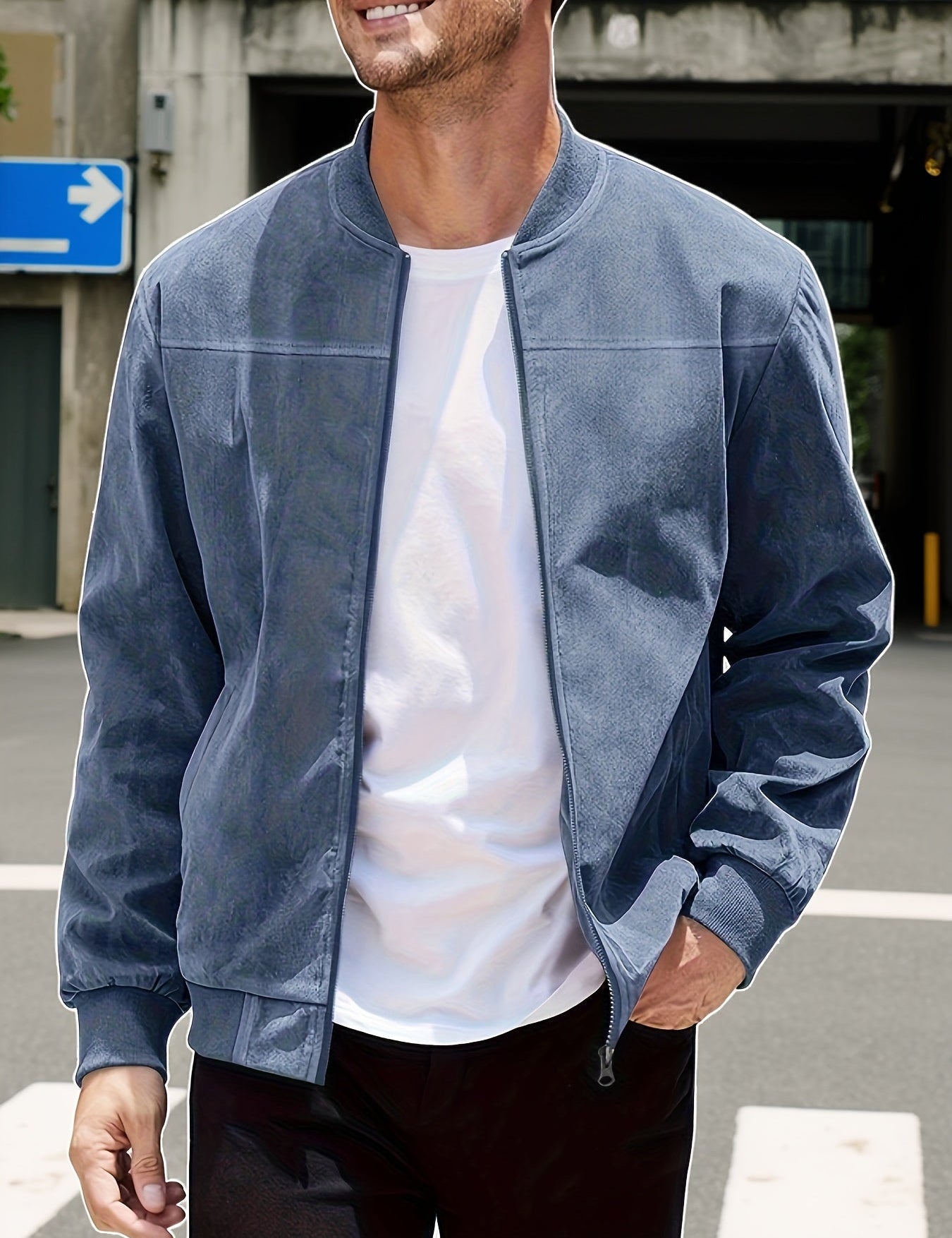 Mason - Stylish Zip-Up Jacket Hellblau