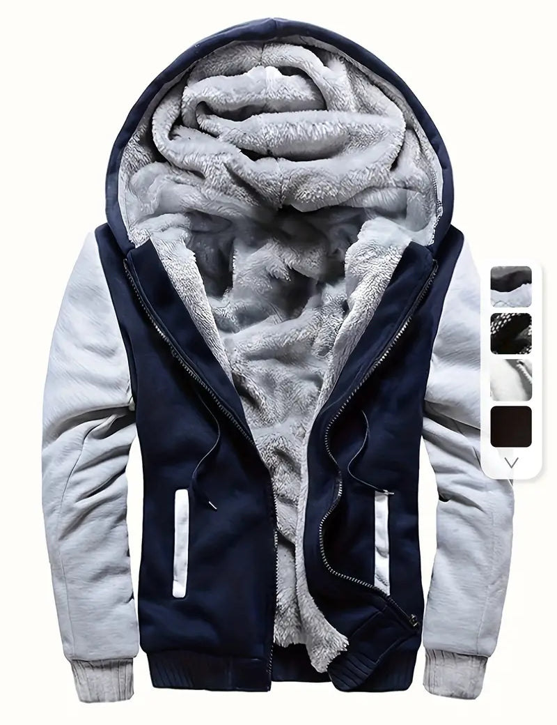 Noah - Warm Men's Fleece Jacket with Hood Graphite Color
