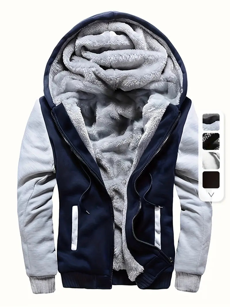 Noah - Warm Men's Fleece Jacket with Hood Graphite Color