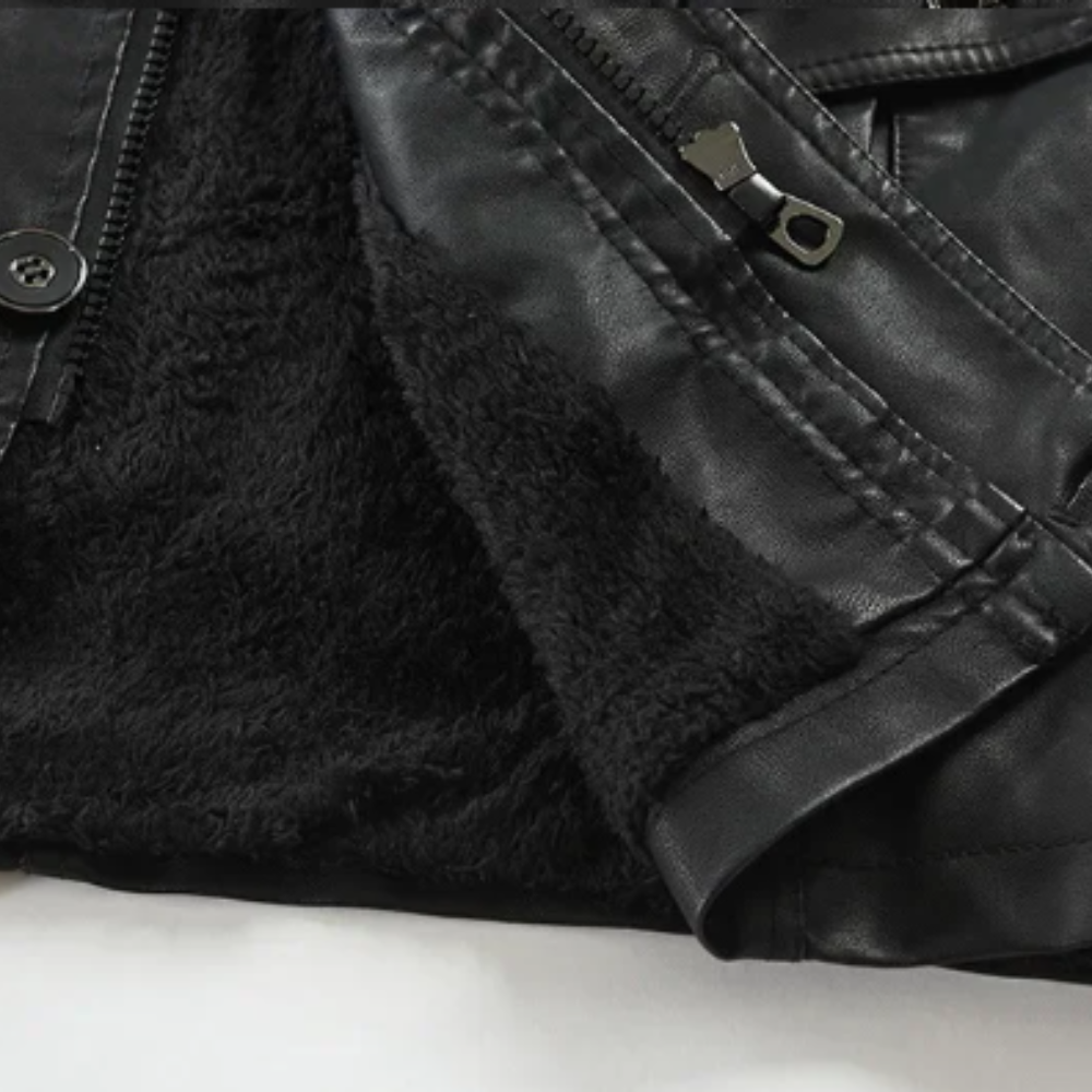 Elegante lange Leder-Bikerjacke - Produktbild 2