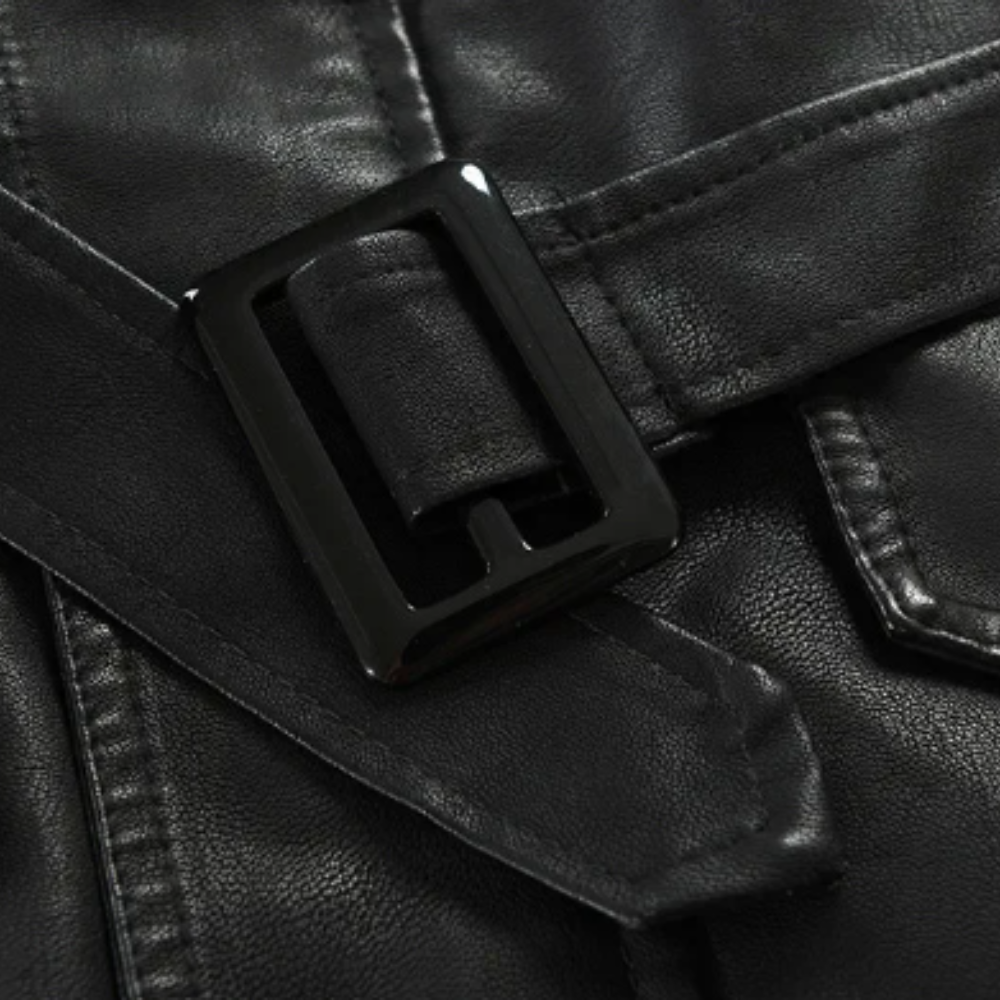 Elegante lange Leder-Bikerjacke - Produktbild 3