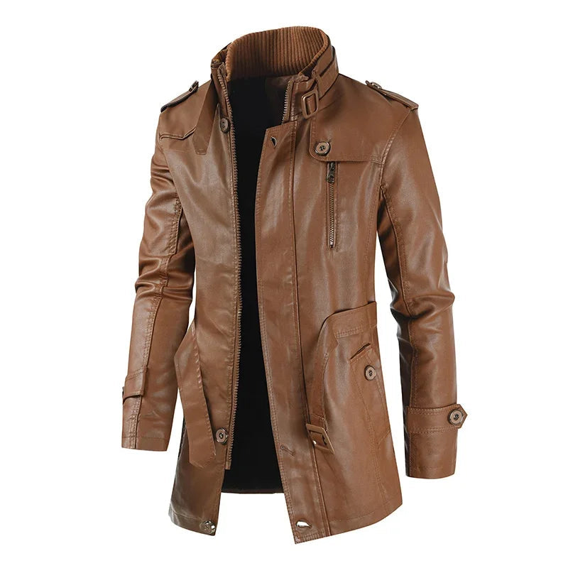 Elegante lange Leder-Bikerjacke - Produktbild 4