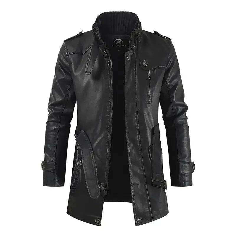Elegante lange Leder-Bikerjacke - Produktbild 6