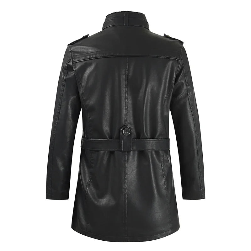 Elegante lange Leder-Bikerjacke - Produktbild 7