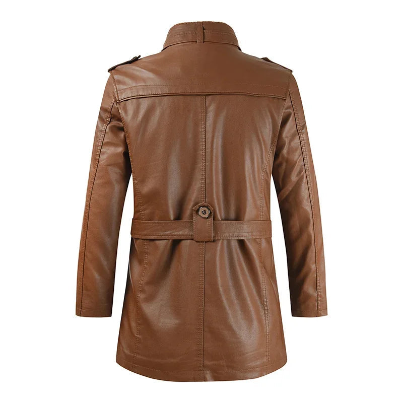 Elegante lange Leder-Bikerjacke - Produktbild 8