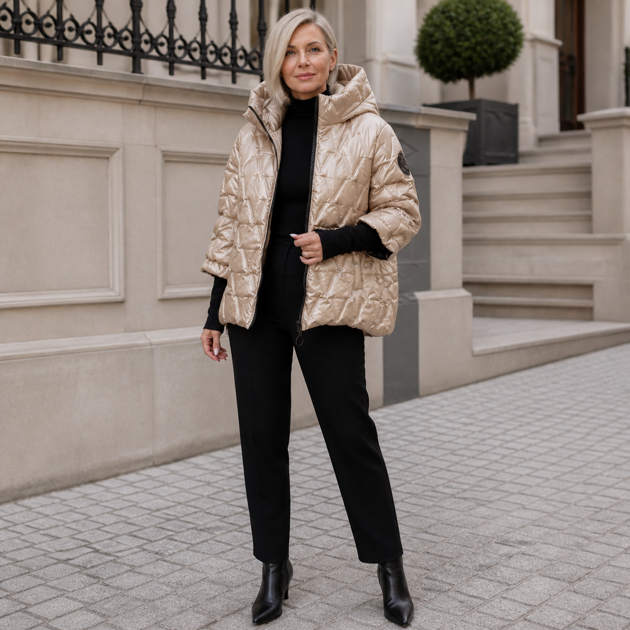 Jacheta Elena khaki – vedere frontală