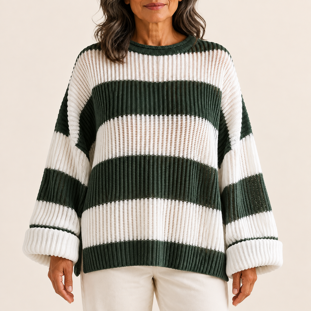 Elena-Mihaela – Ringelpullover – Grün Produktansicht