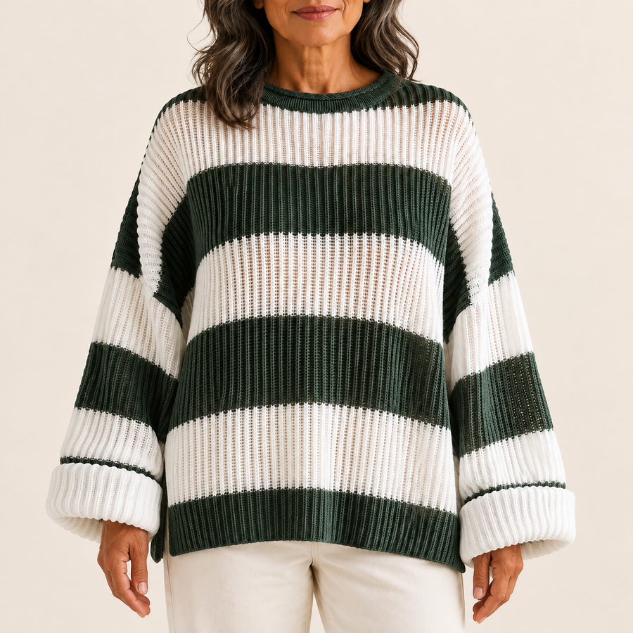 Elena-Mihaela – Ringelpullover – Grün Produktansicht