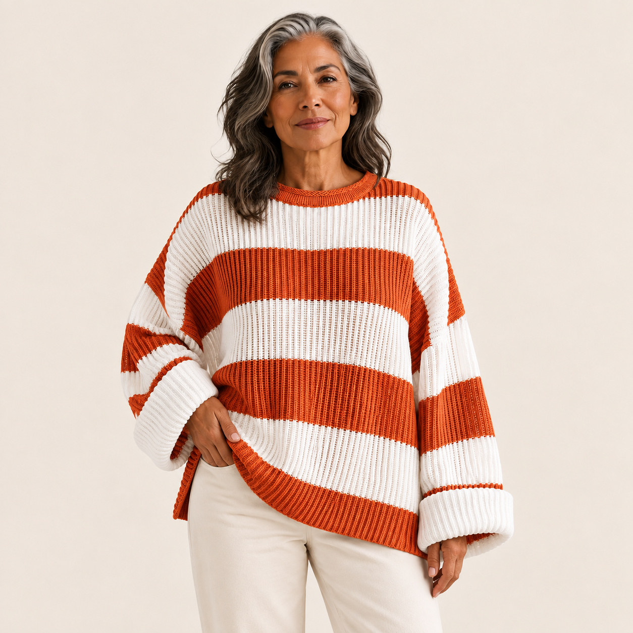 Elena-Mihaela – Ringelpullover – Orange
