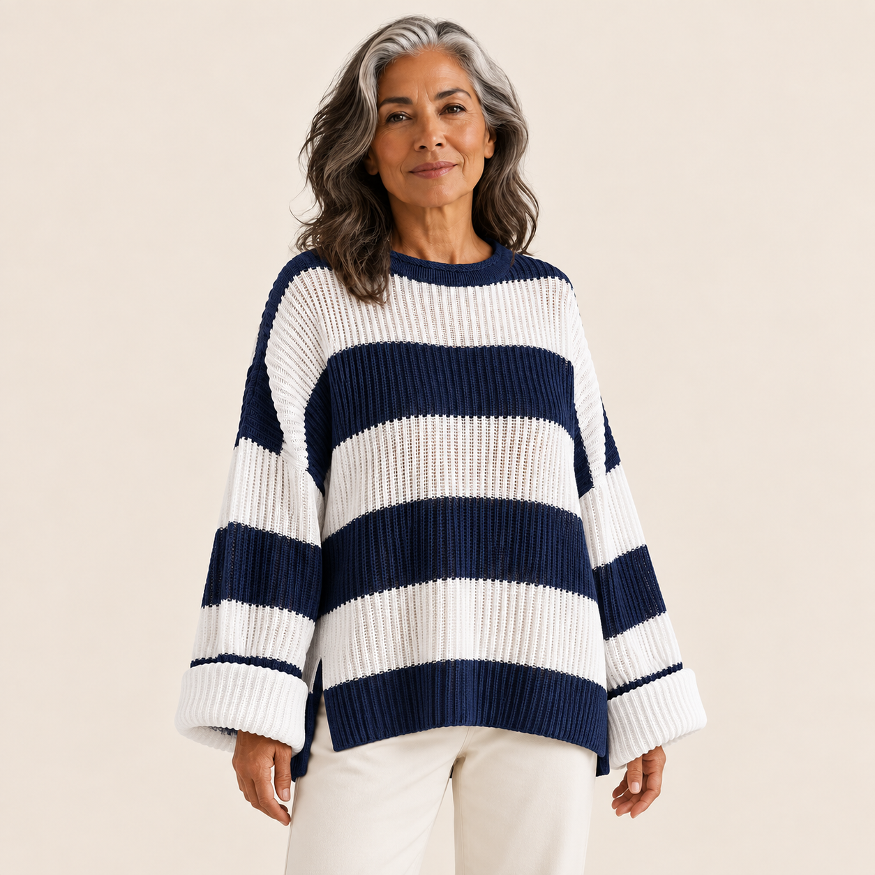 Elena-Mihaela – Ringelpullover – Marineblau