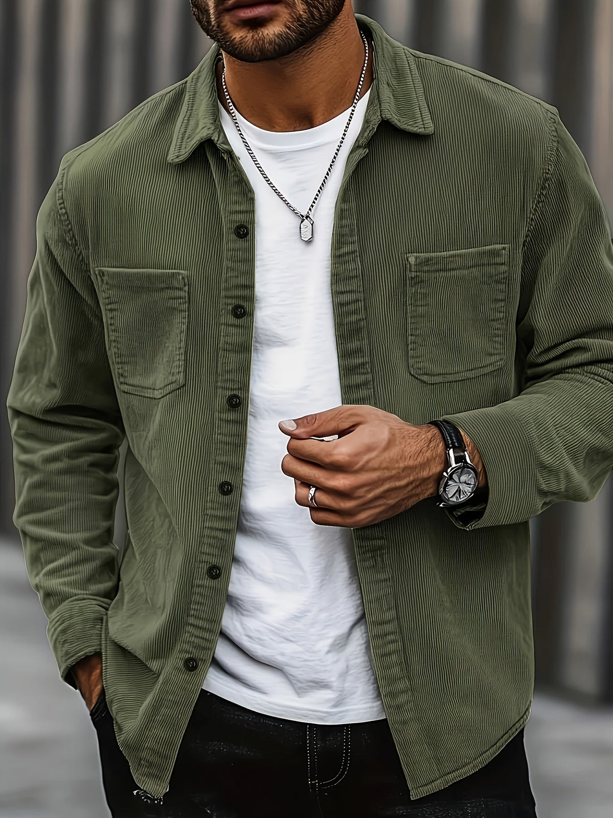 Ellison - overshirt din catifea cord, vedere 2