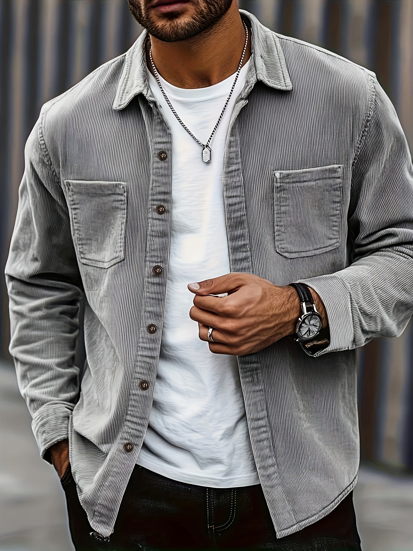 Ellison - overshirt din catifea cord, vedere 3