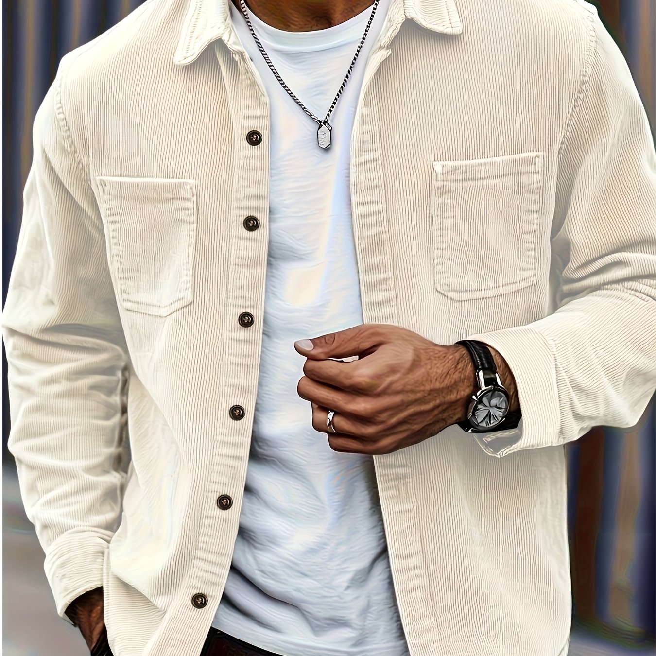 Ellison - overshirt din catifea cord, Caisă