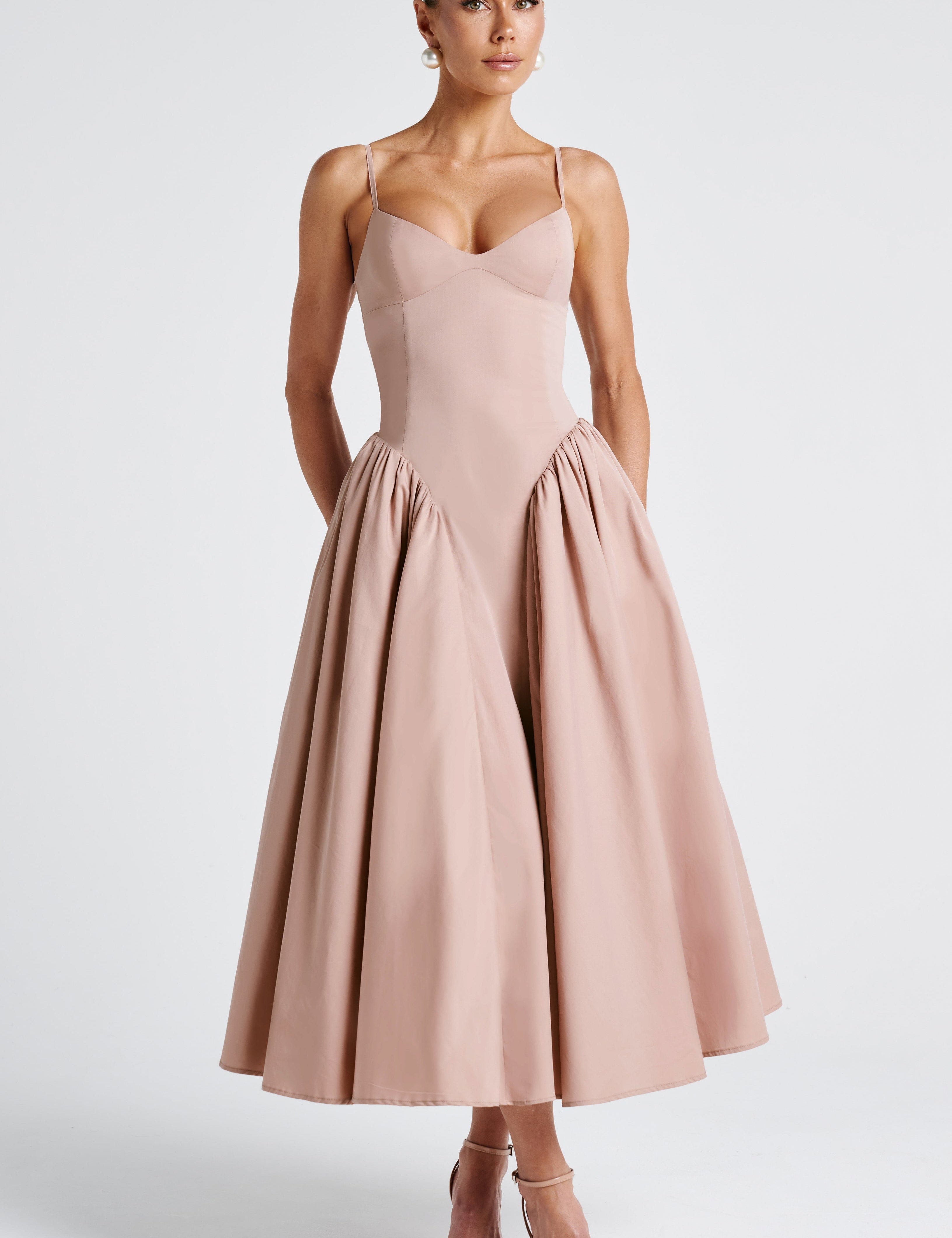 Aura | Midi-Kleid mit figurbetontem Oberteil