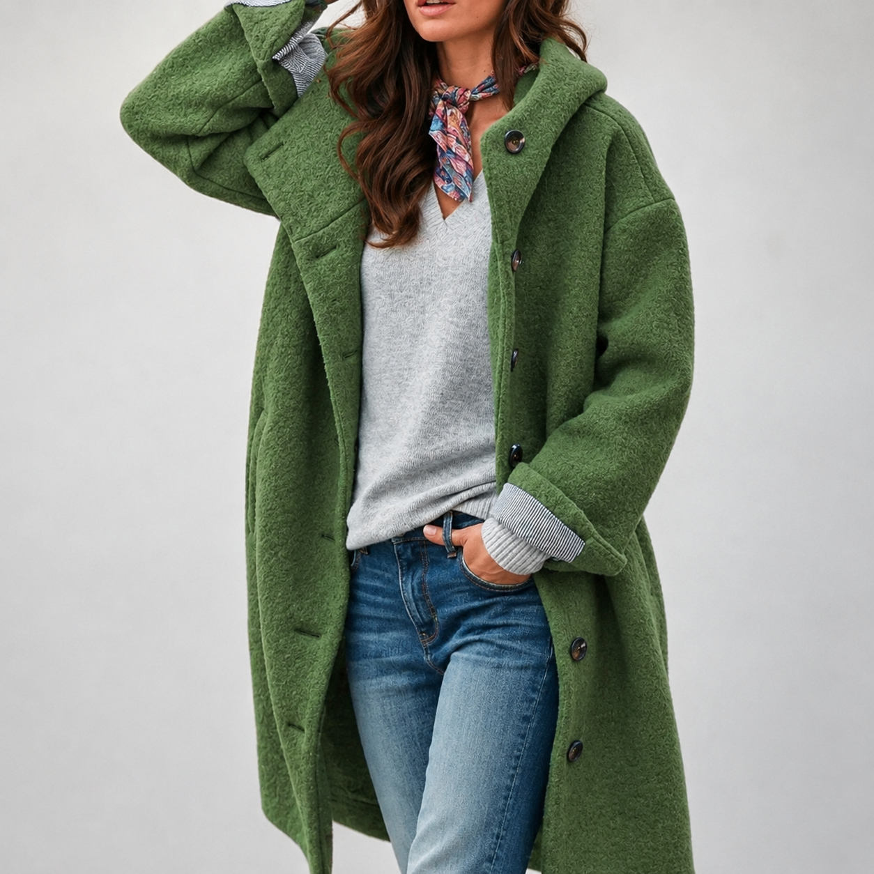 Emily - palton elegant, culoare Verde închis