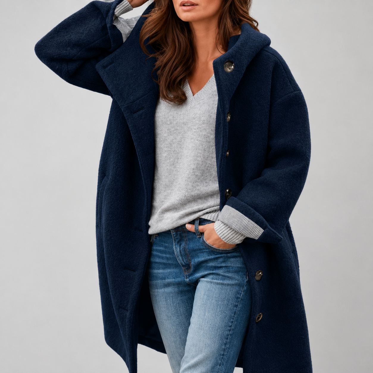 Emily - palton elegant, culoare Albastru marin