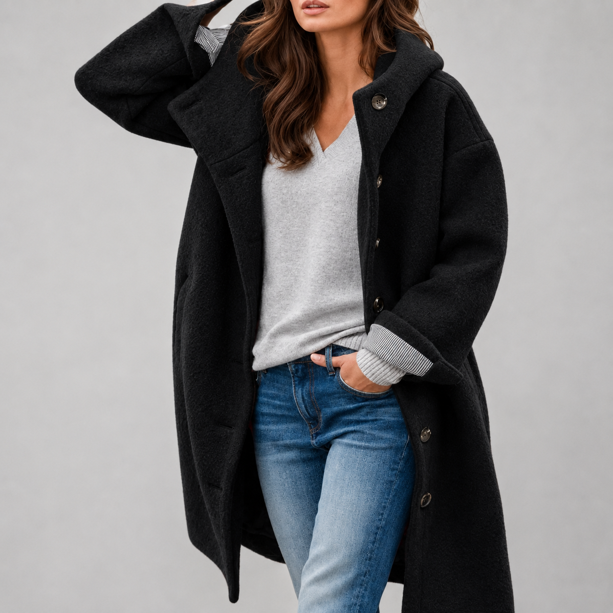 Emily - palton elegant, culoare Negru