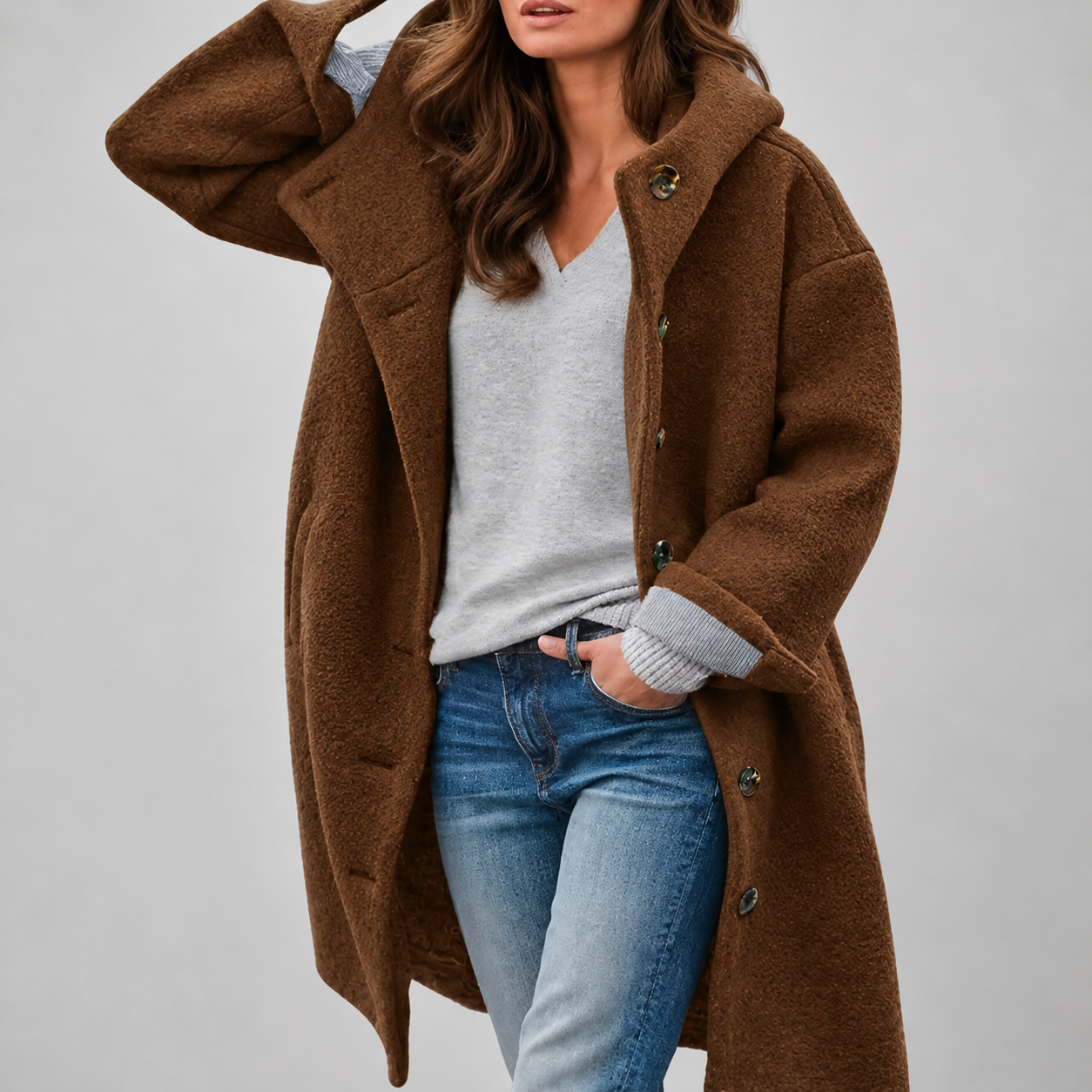 Emily - palton elegant, culoare Maro