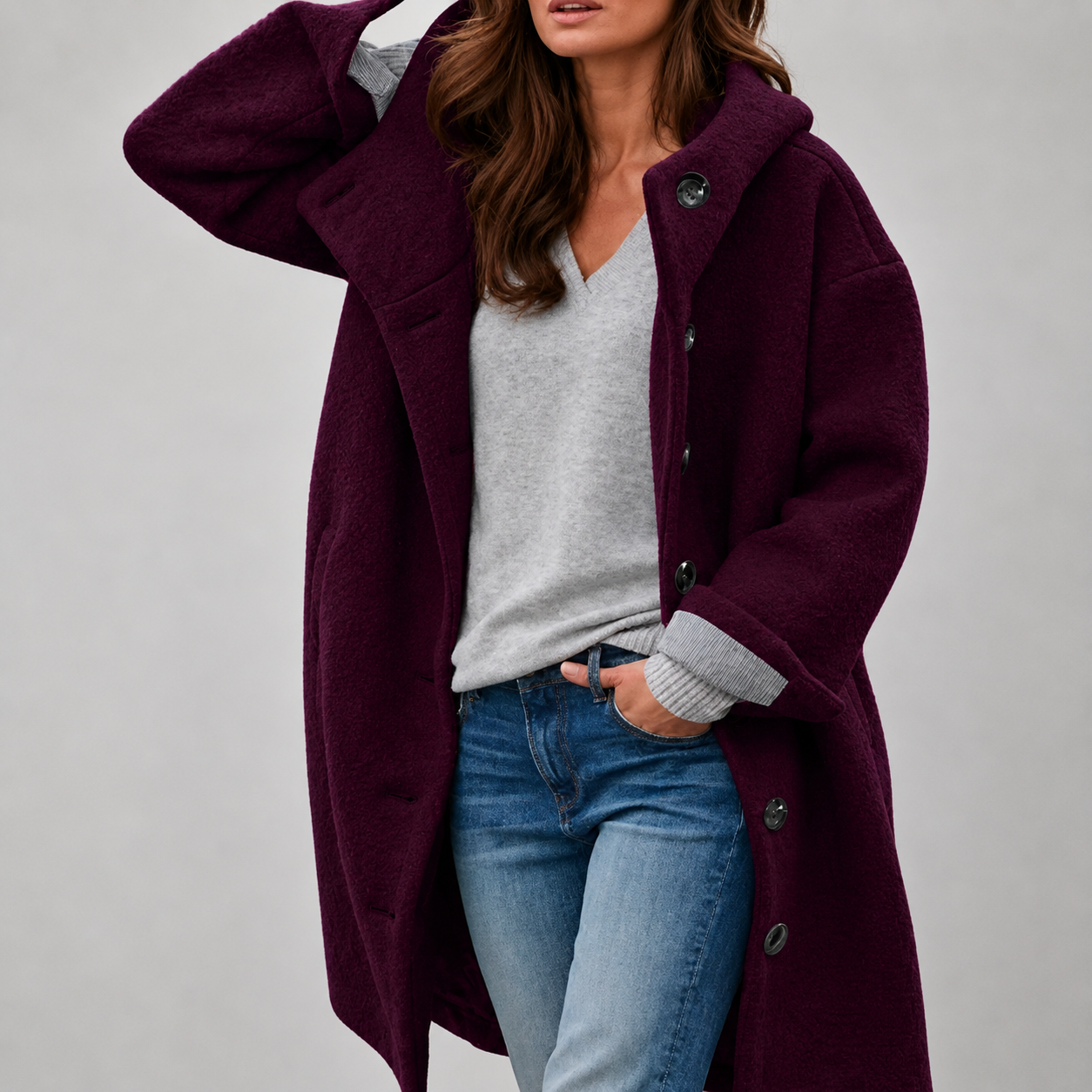 Emily - palton elegant, culoare Vișiniu