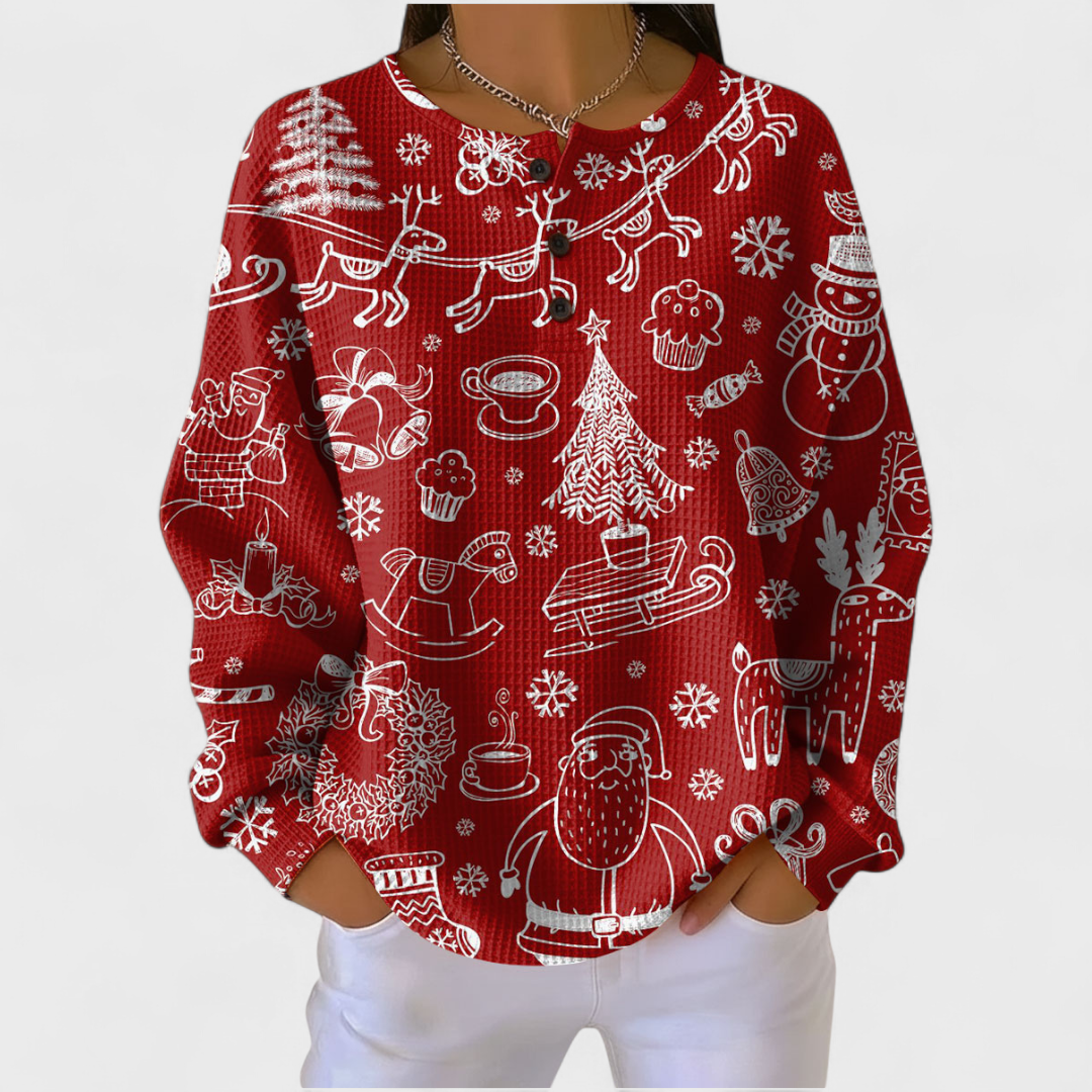 Karla | Roter Weihnachtspullover im Nordikstil – Bild 1