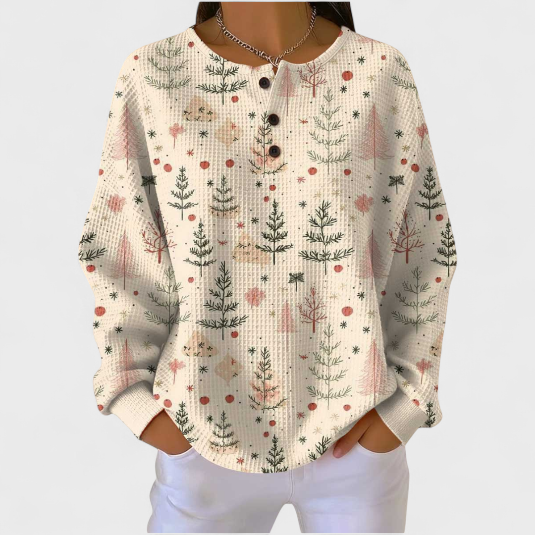 Mathilde | Cremefarbener Pullover mit filigranem Baummotiv – Bild 1
