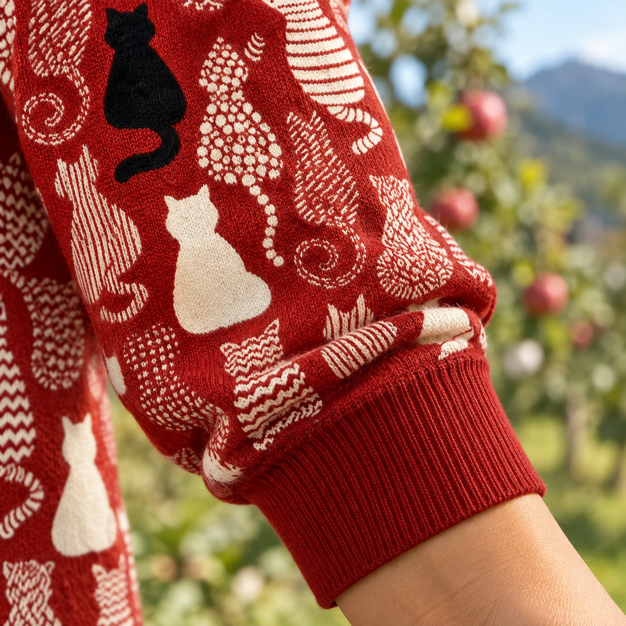 Honorine – Bequeme Strickjacke mit Knöpfen – Detailansicht von Ärmel und Bündchen