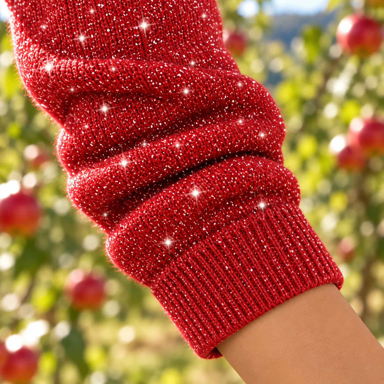 Detailansicht von Ärmel und Bündchen der Karine Strickjacke in Rot mit Kapuze