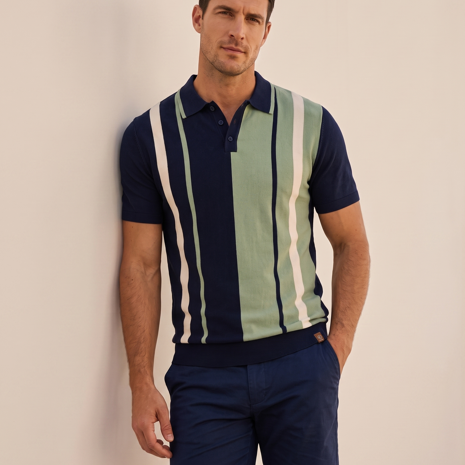 Catalin-Victor | Vielseitiges klassisches Poloshirt – harmonisierte Studioaufnahme auf Beige #E8DED2