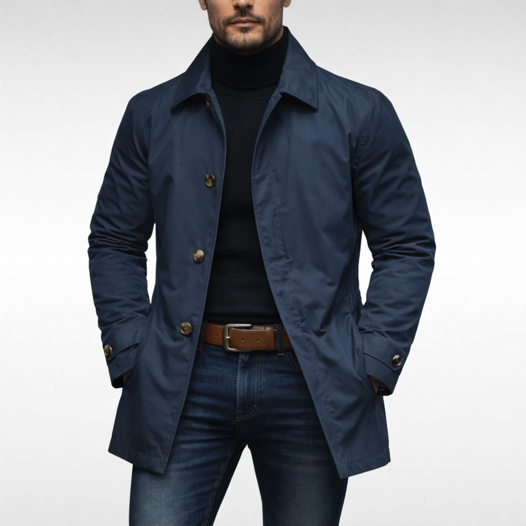 David – Klassischer Herrenmantel – Marineblau