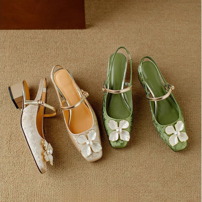 Marlene | Slingback-Schuhe mit Blütendetail – Bild 10