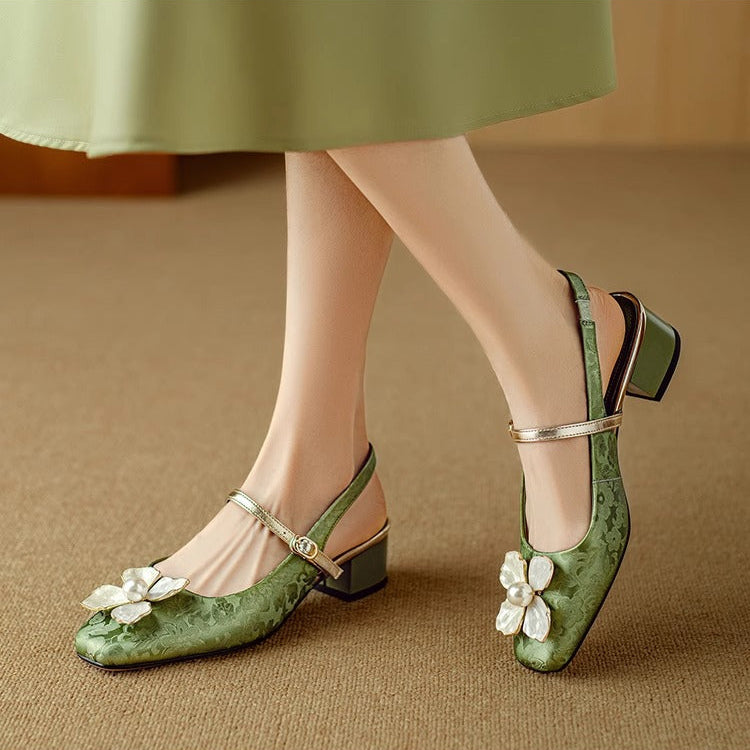 Marlene | Slingback-Schuhe mit Blütendetail – Bild 12