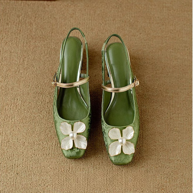 Marlene | Slingback-Schuhe mit Blütendetail – Bild 14