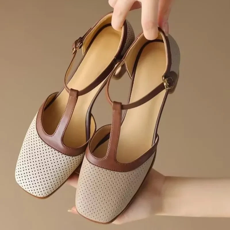 Elena | Zweifarbige T-Steg-Pumps – Bild 3