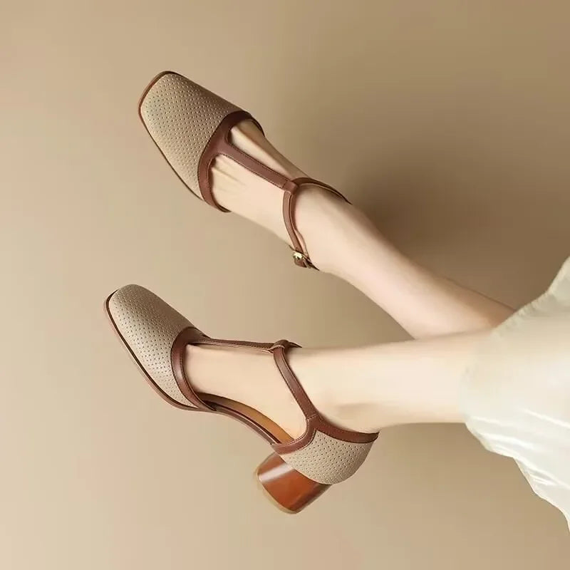 Elena | Zweifarbige T-Steg-Pumps – Bild 6