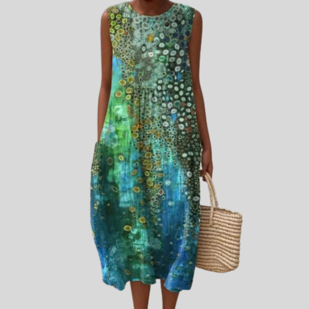 Grünes Kleid mit Mosaikmuster – Bild 1