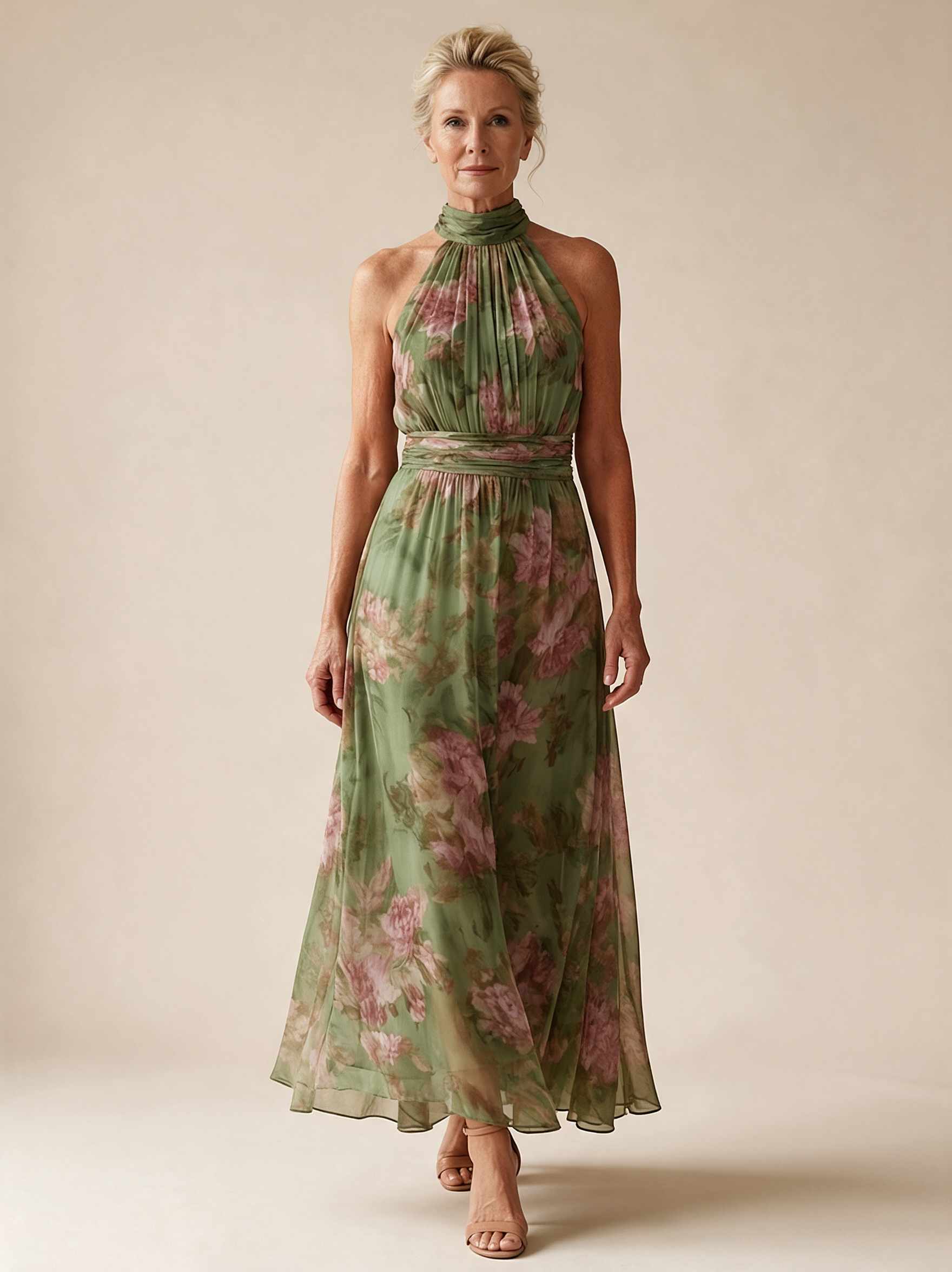 Emma Wien vestido 28 – Modelo feminina em fundo bege