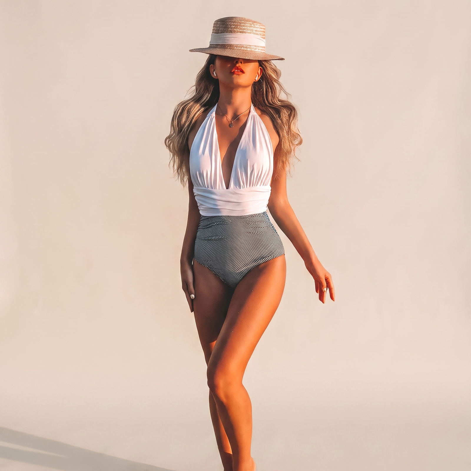 Imagem de beachwear Emma Wien em fundo bege